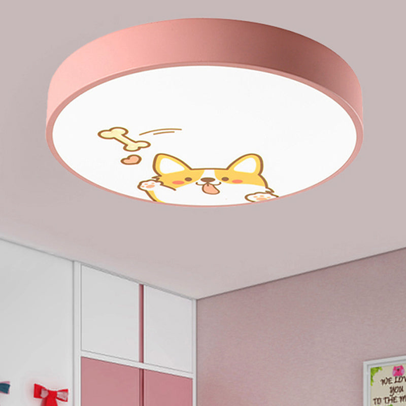 Kindergarten Circle Ceiling Light Fixture with Animal Acrylic Cute Flush Mount Ceiling Light Pink Clearhalo 'Ceiling Lights' 'Close To Ceiling Lights' 'Close to ceiling' 'Flush mount' Lighting' 1903661