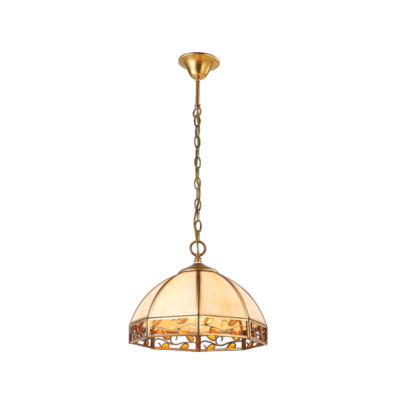 Dome Dining Room Ceiling Pendant Colonial Opal Frosted Glass 1 Head Beige Hanging Light Fixture Clearhalo 'Ceiling Lights' 'Glass shade' 'Glass' 'Pendant Lights' 'Pendants' Lighting' 1903772
