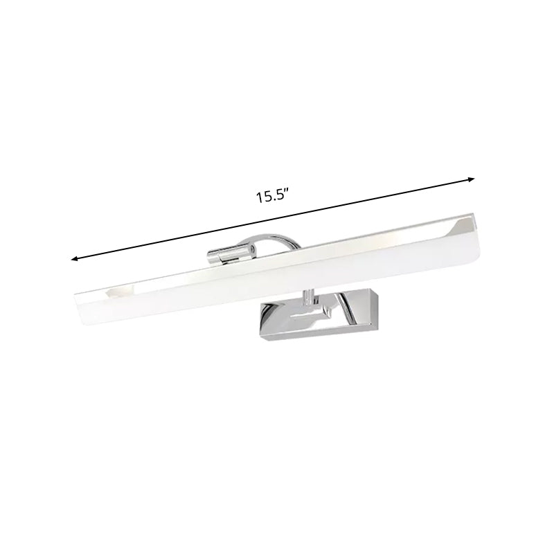 Acrylic Rectangular Wall Lighting Simple Stylish Integrated LED Nickel Finish Vanity Lamp in Warm/White Light, 16.5"/20.5" W Clearhalo 'Cast Iron' 'Glass' 'Industrial' 'Modern wall lights' 'Modern' 'Tiffany' 'Traditional wall lights' 'Vanity Lights' 'Wall Lights' Lighting' 1903781