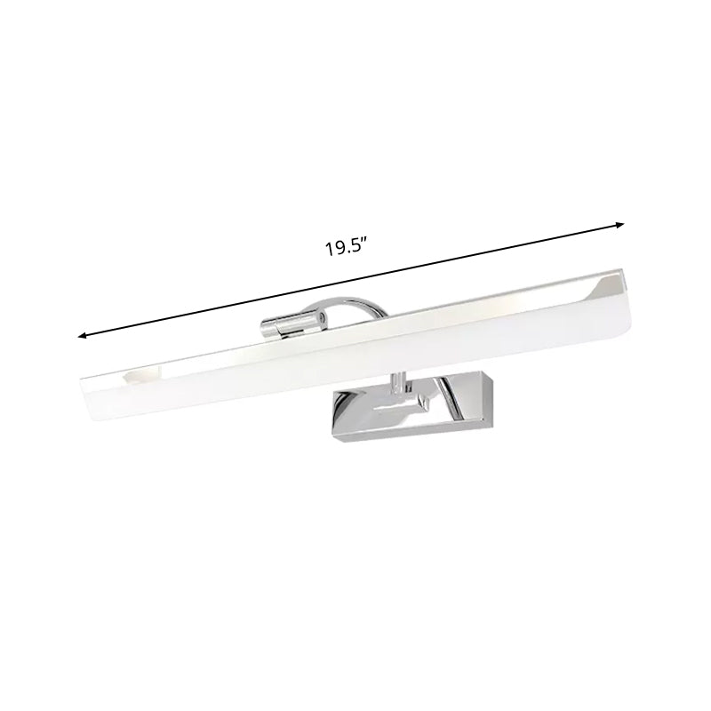 Acrylic Rectangular Wall Lighting Simple Stylish Integrated LED Nickel Finish Vanity Lamp in Warm/White Light, 16.5"/20.5" W Clearhalo 'Cast Iron' 'Glass' 'Industrial' 'Modern wall lights' 'Modern' 'Tiffany' 'Traditional wall lights' 'Vanity Lights' 'Wall Lights' Lighting' 1903782