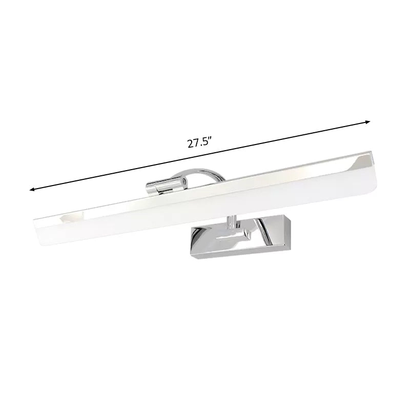 Acrylic Rectangular Wall Lighting Simple Stylish Integrated LED Nickel Finish Vanity Lamp in Warm/White Light, 16.5"/20.5" W Clearhalo 'Cast Iron' 'Glass' 'Industrial' 'Modern wall lights' 'Modern' 'Tiffany' 'Traditional wall lights' 'Vanity Lights' 'Wall Lights' Lighting' 1903783