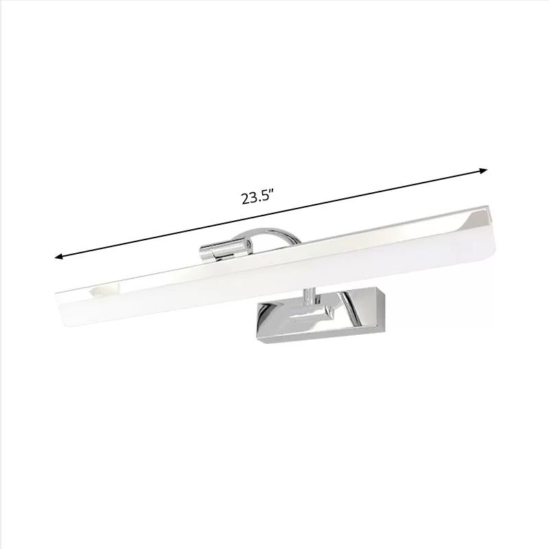 Acrylic Rectangular Wall Lighting Simple Stylish Integrated LED Nickel Finish Vanity Lamp in Warm/White Light, 16.5"/20.5" W Clearhalo 'Cast Iron' 'Glass' 'Industrial' 'Modern wall lights' 'Modern' 'Tiffany' 'Traditional wall lights' 'Vanity Lights' 'Wall Lights' Lighting' 1903801