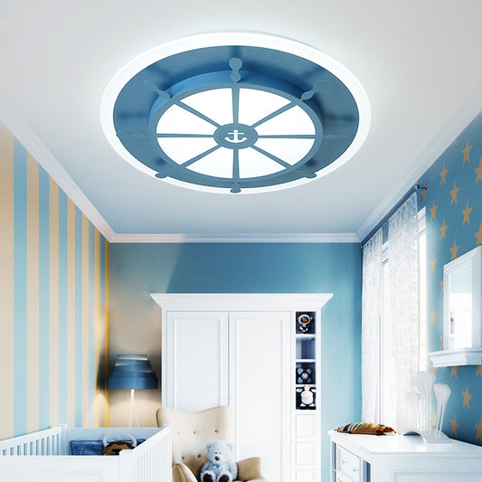 Cloud/Rudder Flush Light Fixture Cartoon Acrylic Blue LED Ceiling Lamp for Kids Bedroom Blue Rudder Clearhalo 'Ceiling Lights' 'Close To Ceiling Lights' 'Close to ceiling' 'Flush mount' Lighting' 1903828