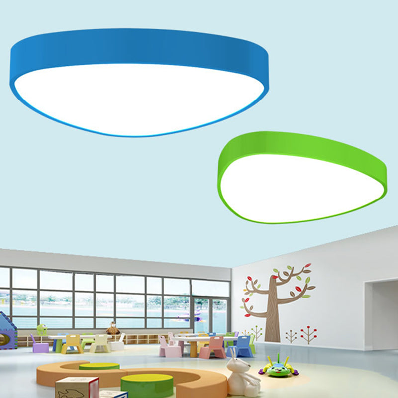 Acrylic Teardrop Shaped Ceiling Lamp Kids Red/Green/Yellow LED Flush Mount Recessed Lighting for Nursery Clearhalo 'Ceiling Lights' 'Close To Ceiling Lights' 'Close to ceiling' 'Flush mount' Lighting' 1903933