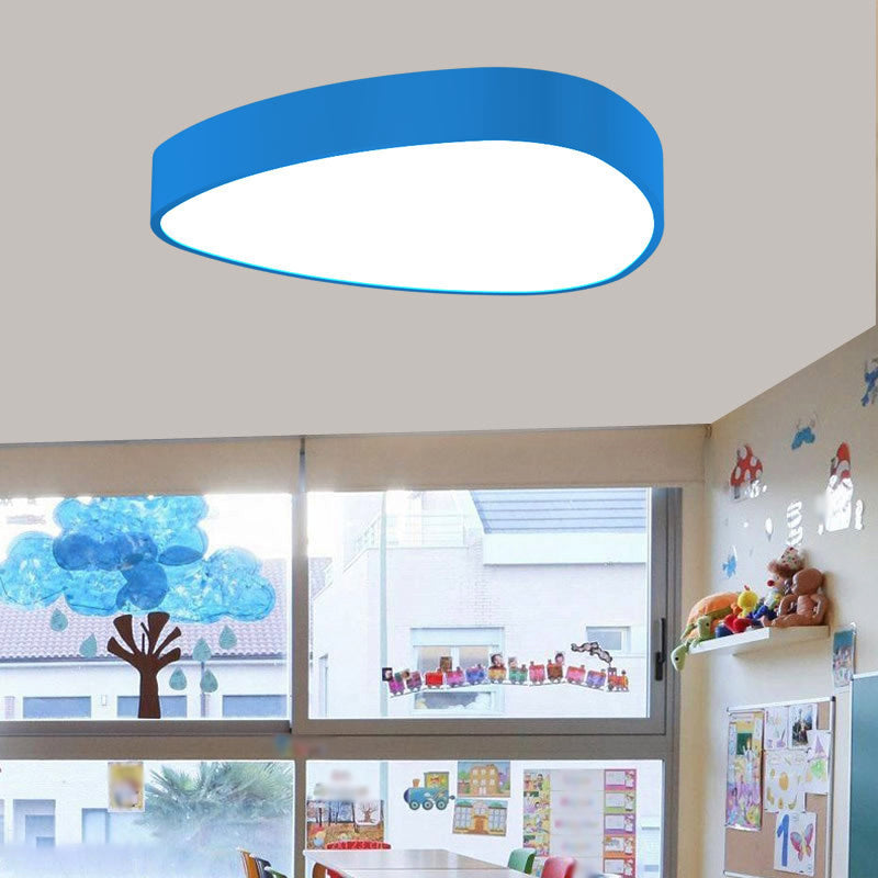 Acrylic Teardrop Shaped Ceiling Lamp Kids Red/Green/Yellow LED Flush Mount Recessed Lighting for Nursery Blue Clearhalo 'Ceiling Lights' 'Close To Ceiling Lights' 'Close to ceiling' 'Flush mount' Lighting' 1903934