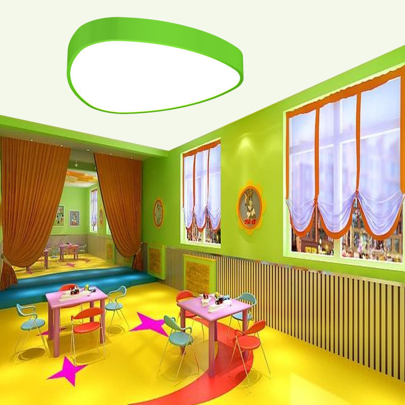 Acrylic Teardrop Shaped Ceiling Lamp Kids Red/Green/Yellow LED Flush Mount Recessed Lighting for Nursery Green Clearhalo 'Ceiling Lights' 'Close To Ceiling Lights' 'Close to ceiling' 'Flush mount' Lighting' 1903937