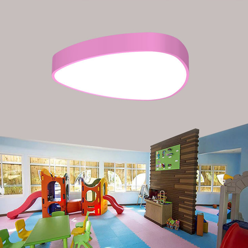 Acrylic Teardrop Shaped Ceiling Lamp Kids Red/Green/Yellow LED Flush Mount Recessed Lighting for Nursery Pink Clearhalo 'Ceiling Lights' 'Close To Ceiling Lights' 'Close to ceiling' 'Flush mount' Lighting' 1903941