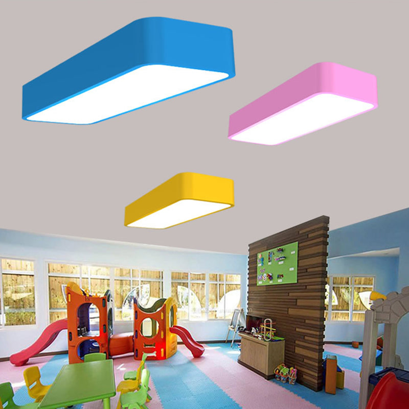 Rectangle Flush Mount Light Fixture Macaron Acrylic Yellow/Blue/Pink LED Ceiling Lighting for Kindergarten Clearhalo 'Ceiling Lights' 'Close To Ceiling Lights' 'Close to ceiling' 'Flush mount' Lighting' 1903949