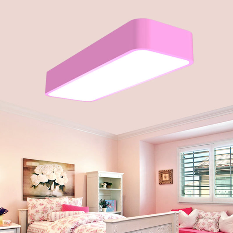 Rectangle Flush Mount Light Fixture Macaron Acrylic Yellow/Blue/Pink LED Ceiling Lighting for Kindergarten Pink Clearhalo 'Ceiling Lights' 'Close To Ceiling Lights' 'Close to ceiling' 'Flush mount' Lighting' 1903951