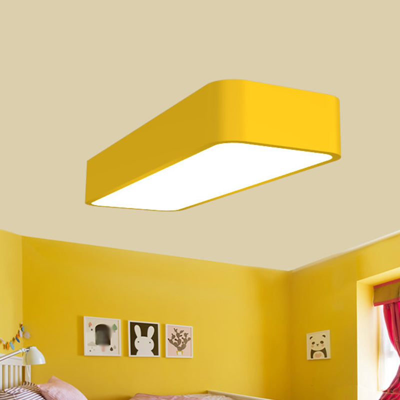 Rectangle Flush Mount Light Fixture Macaron Acrylic Yellow/Blue/Pink LED Ceiling Lighting for Kindergarten Yellow Clearhalo 'Ceiling Lights' 'Close To Ceiling Lights' 'Close to ceiling' 'Flush mount' Lighting' 1903953