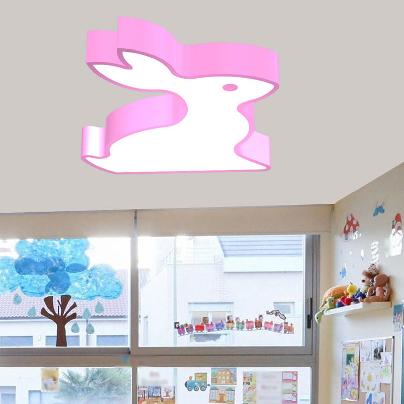 Red/Pink/Blue Rabbit Flush Light Cartoon 19.5"/23.5" Wide LED Acrylic Flush Mount Ceiling Light Fixture Pink Clearhalo 'Ceiling Lights' 'Close To Ceiling Lights' 'Close to ceiling' 'Flush mount' Lighting' 1904021