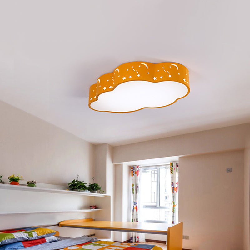 Hollowed-Out Cloud Ceiling Flush Light Macaron Acrylic Red/Yellow/Blue LED Flush Light Fixture, 20.5"/24.5" Width Clearhalo 'Ceiling Lights' 'Close To Ceiling Lights' 'Close to ceiling' 'Flush mount' Lighting' 1904053