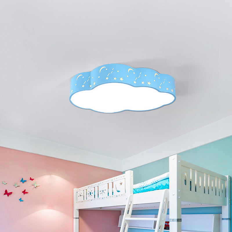 Hollowed-Out Cloud Ceiling Flush Light Macaron Acrylic Red/Yellow/Blue LED Flush Light Fixture, 20.5"/24.5" Width Blue Clearhalo 'Ceiling Lights' 'Close To Ceiling Lights' 'Close to ceiling' 'Flush mount' Lighting' 1904061