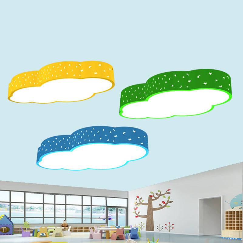 18"/20.5" W Kindergarten LED Flushmount Kid White/Yellow/Blue Ceiling Light with Cloud Acrylic Shade Clearhalo 'Ceiling Lights' 'Close To Ceiling Lights' 'Close to ceiling' 'Flush mount' Lighting' 1904065