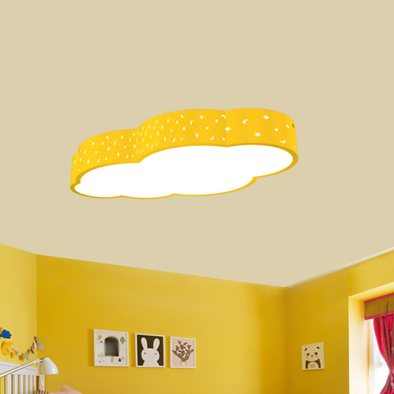 18"/20.5" W Kindergarten LED Flushmount Kid White/Yellow/Blue Ceiling Light with Cloud Acrylic Shade Yellow Clearhalo 'Ceiling Lights' 'Close To Ceiling Lights' 'Close to ceiling' 'Flush mount' Lighting' 1904071