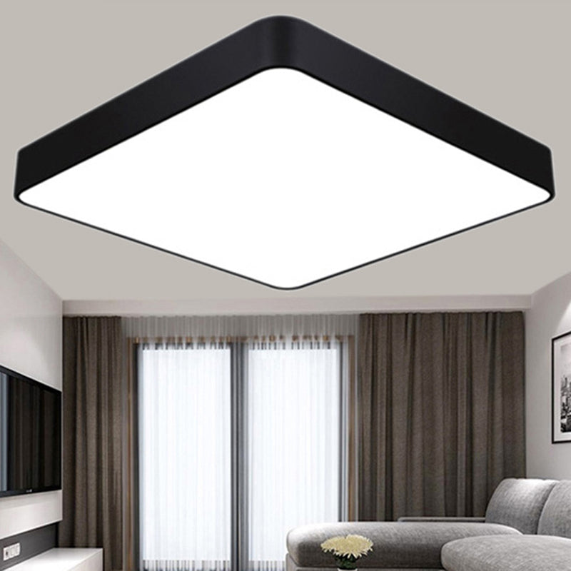 Nordic Square Flush Mount Lamp Acrylic Office LED Ceiling Light in Black/White, 16"/23.5"/39" Wide Black Clearhalo 'Ceiling Lights' 'Close To Ceiling Lights' 'Close to ceiling' 'Flush mount' Lighting' 1904094