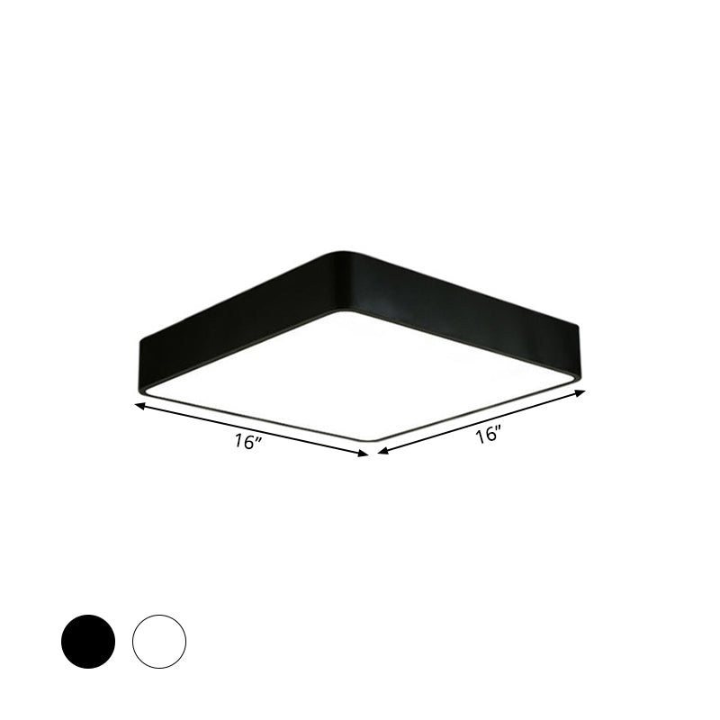 Nordic Square Flush Mount Lamp Acrylic Office LED Ceiling Light in Black/White, 16"/23.5"/39" Wide Clearhalo 'Ceiling Lights' 'Close To Ceiling Lights' 'Close to ceiling' 'Flush mount' Lighting' 1904097