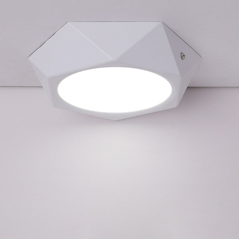 Polygon Office Flush Light Fixture Aluminum Simple LED Ceiling Lamp in White, 6w/12w/18w White Clearhalo 'Ceiling Lights' 'Close To Ceiling Lights' 'Close to ceiling' 'Flush mount' Lighting' 1904103