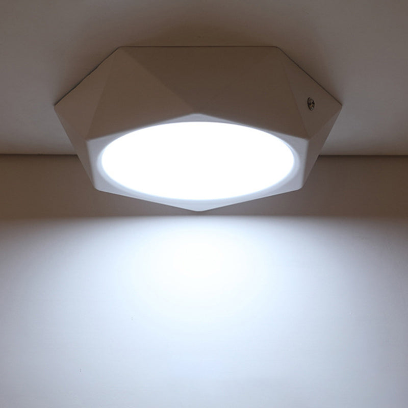 Polygon Office Flush Light Fixture Aluminum Simple LED Ceiling Lamp in White, 6w/12w/18w Clearhalo 'Ceiling Lights' 'Close To Ceiling Lights' 'Close to ceiling' 'Flush mount' Lighting' 1904104