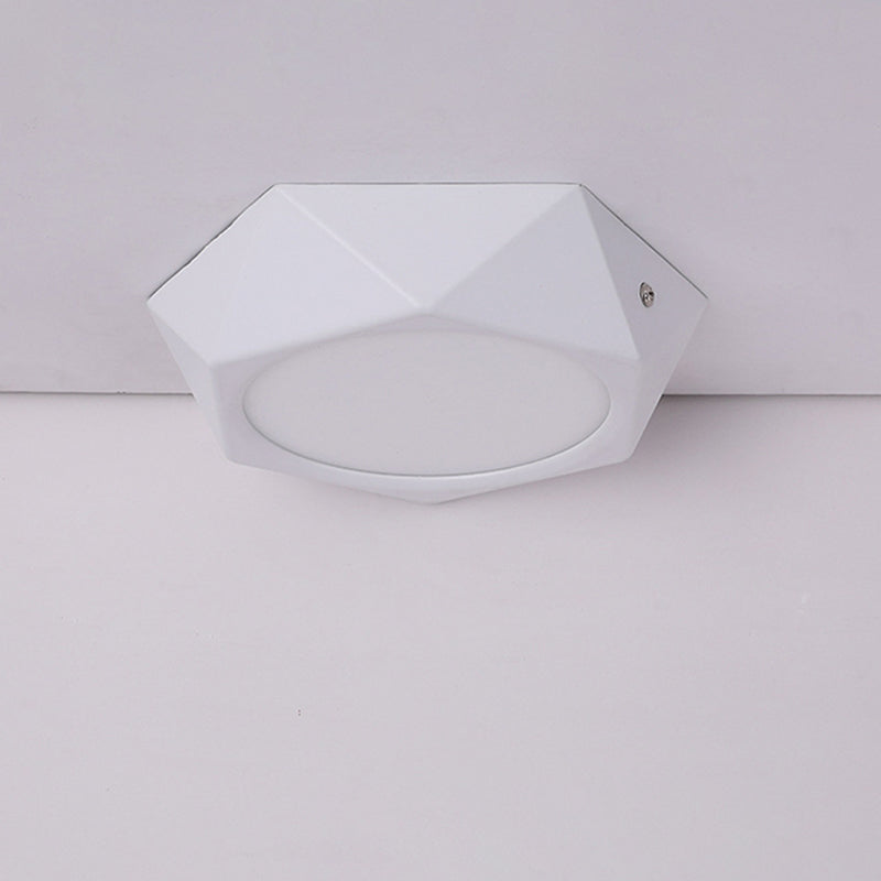 Polygon Office Flush Light Fixture Aluminum Simple LED Ceiling Lamp in White, 6w/12w/18w Clearhalo 'Ceiling Lights' 'Close To Ceiling Lights' 'Close to ceiling' 'Flush mount' Lighting' 1904105