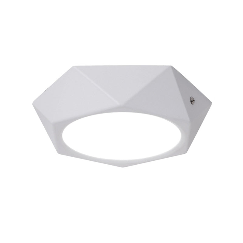 Polygon Office Flush Light Fixture Aluminum Simple LED Ceiling Lamp in White, 6w/12w/18w Clearhalo 'Ceiling Lights' 'Close To Ceiling Lights' 'Close to ceiling' 'Flush mount' Lighting' 1904106