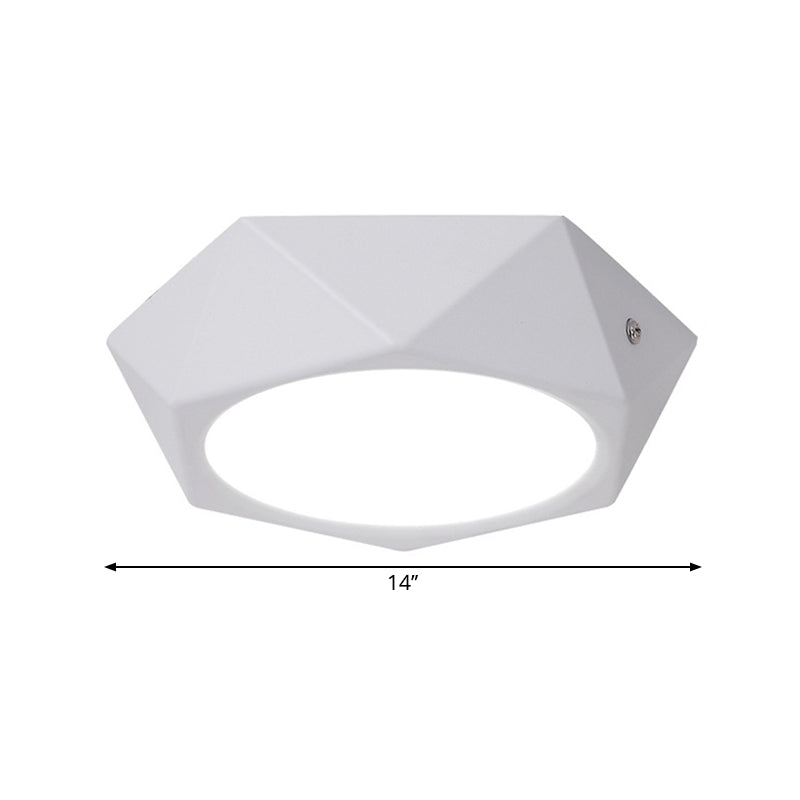 Polygon Office Flush Light Fixture Aluminum Simple LED Ceiling Lamp in White, 6w/12w/18w Clearhalo 'Ceiling Lights' 'Close To Ceiling Lights' 'Close to ceiling' 'Flush mount' Lighting' 1904107