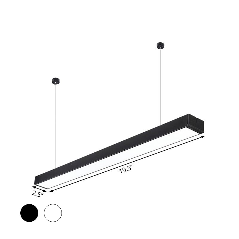 Acrylic Linear LED Hanging Light Minimalism Black/White Ceiling Pendant Lamp for Office, 2"/3"/4" Wide Clearhalo 'Ceiling Lights' 'Modern Pendants' 'Modern' 'Pendant Lights' 'Pendants' Lighting' 1904128