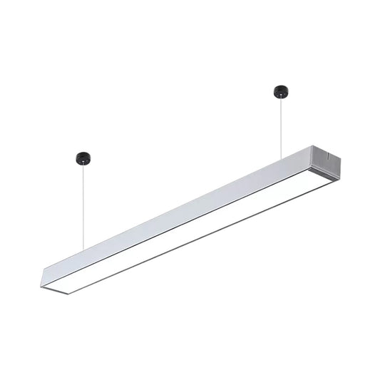 Acrylic Linear LED Hanging Light Minimalism Black/White Ceiling Pendant Lamp for Office, 2"/3"/4" Wide White Clearhalo 'Ceiling Lights' 'Modern Pendants' 'Modern' 'Pendant Lights' 'Pendants' Lighting' 1904131