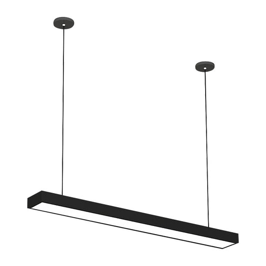 Black/White Rectangle Pendant Light Simple 23.5"/35.5"/47" Wide LED Iron Hanging Light Fixture for Office Clearhalo 'Ceiling Lights' 'Modern Pendants' 'Modern' 'Pendant Lights' 'Pendants' Lighting' 1904139
