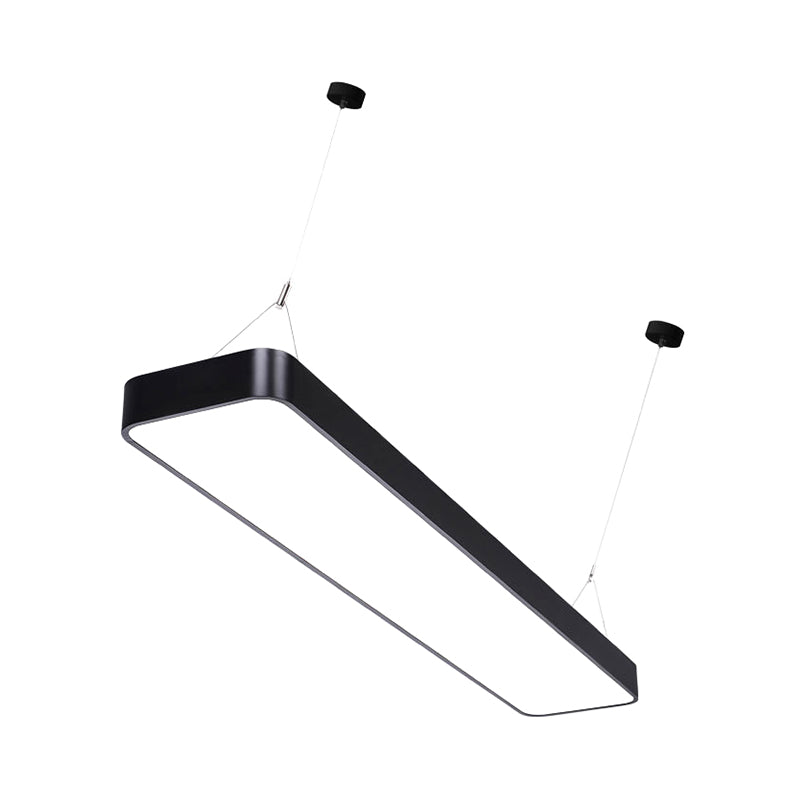 Modern LED Pendant Light Fixture Black/White Rectangle Hanging Ceiling Lamp with Acrylic Shade, 4"/8"/12" W Clearhalo 'Ceiling Lights' 'Modern Pendants' 'Modern' 'Pendant Lights' 'Pendants' Lighting' 1904152