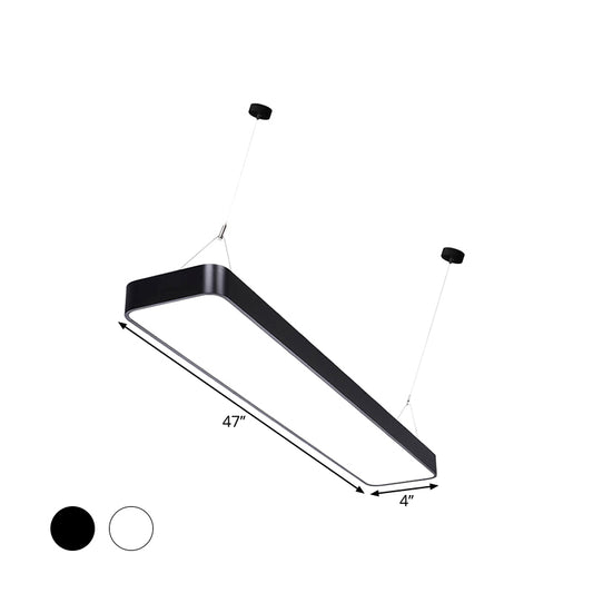 Modern LED Pendant Light Fixture Black/White Rectangle Hanging Ceiling Lamp with Acrylic Shade, 4"/8"/12" W Clearhalo 'Ceiling Lights' 'Modern Pendants' 'Modern' 'Pendant Lights' 'Pendants' Lighting' 1904153