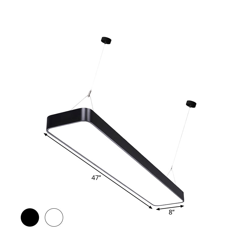 Modern LED Pendant Light Fixture Black/White Rectangle Hanging Ceiling Lamp with Acrylic Shade, 4"/8"/12" W Clearhalo 'Ceiling Lights' 'Modern Pendants' 'Modern' 'Pendant Lights' 'Pendants' Lighting' 1904154