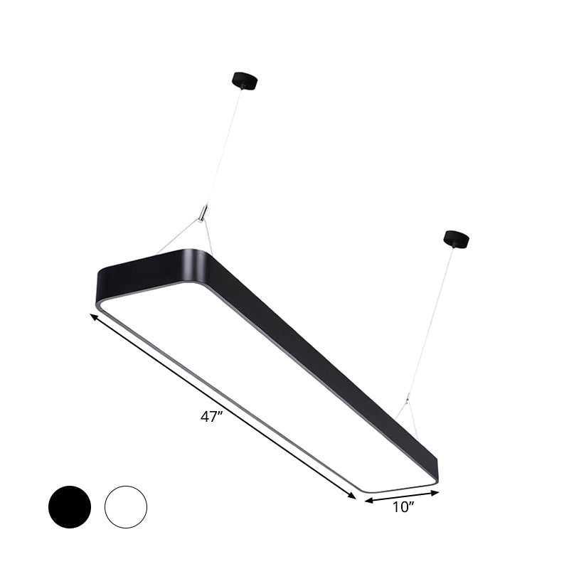 Modern LED Pendant Light Fixture Black/White Rectangle Hanging Ceiling Lamp with Acrylic Shade, 4"/8"/12" W Clearhalo 'Ceiling Lights' 'Modern Pendants' 'Modern' 'Pendant Lights' 'Pendants' Lighting' 1904155