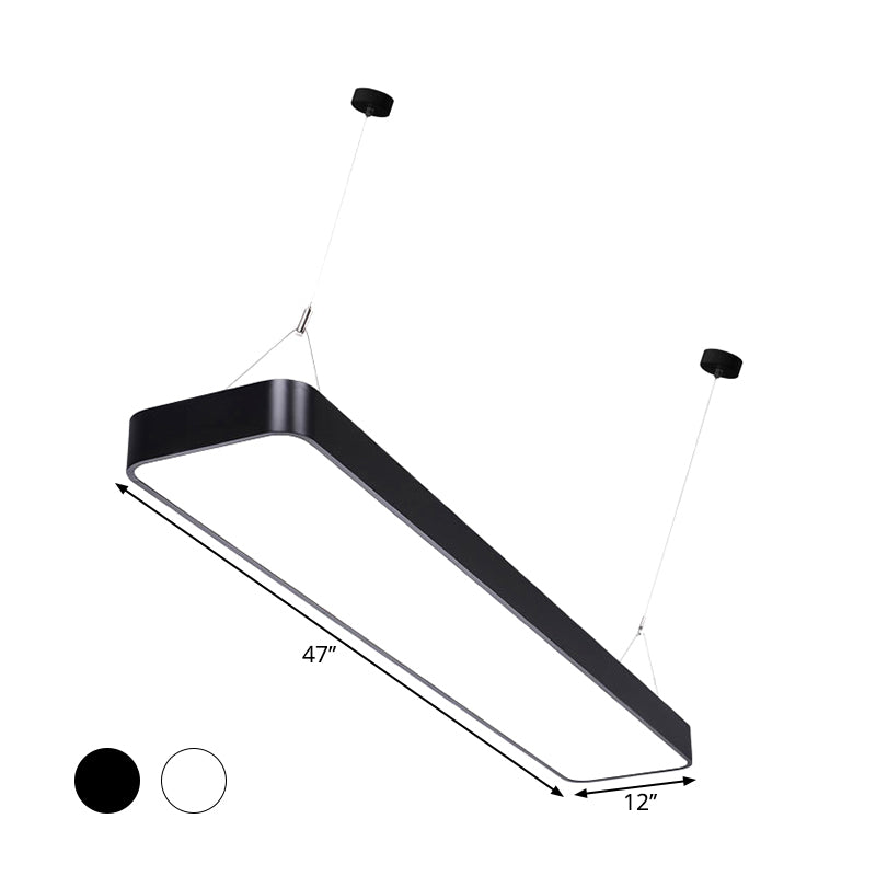 Modern LED Pendant Light Fixture Black/White Rectangle Hanging Ceiling Lamp with Acrylic Shade, 4"/8"/12" W Clearhalo 'Ceiling Lights' 'Modern Pendants' 'Modern' 'Pendant Lights' 'Pendants' Lighting' 1904156