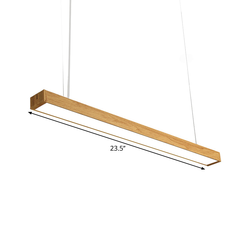 Aluminum Linear Pendant Lamp Nordic Style 23.5"/47"/71" Long LED Ceiling Hang Light in Wood Clearhalo 'Ceiling Lights' 'Modern Pendants' 'Modern' 'Pendant Lights' 'Pendants' Lighting' 1904178