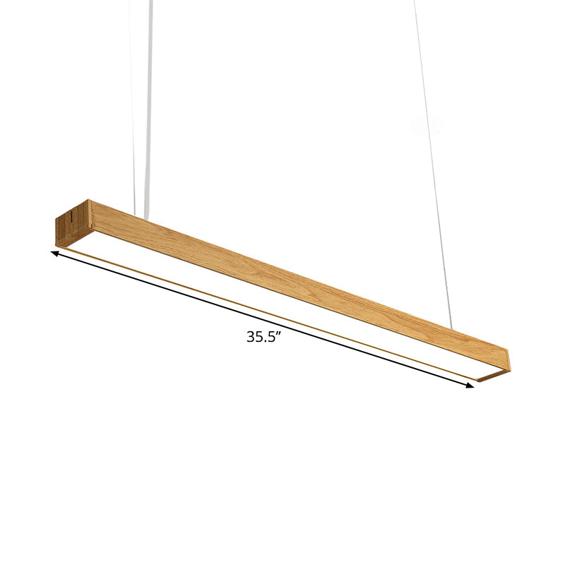 Aluminum Linear Pendant Lamp Nordic Style 23.5"/47"/71" Long LED Ceiling Hang Light in Wood Clearhalo 'Ceiling Lights' 'Modern Pendants' 'Modern' 'Pendant Lights' 'Pendants' Lighting' 1904179