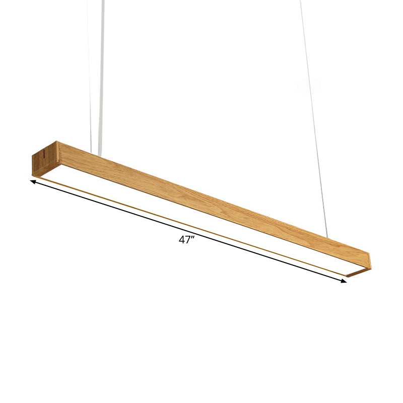 Aluminum Linear Pendant Lamp Nordic Style 23.5"/47"/71" Long LED Ceiling Hang Light in Wood Clearhalo 'Ceiling Lights' 'Modern Pendants' 'Modern' 'Pendant Lights' 'Pendants' Lighting' 1904180