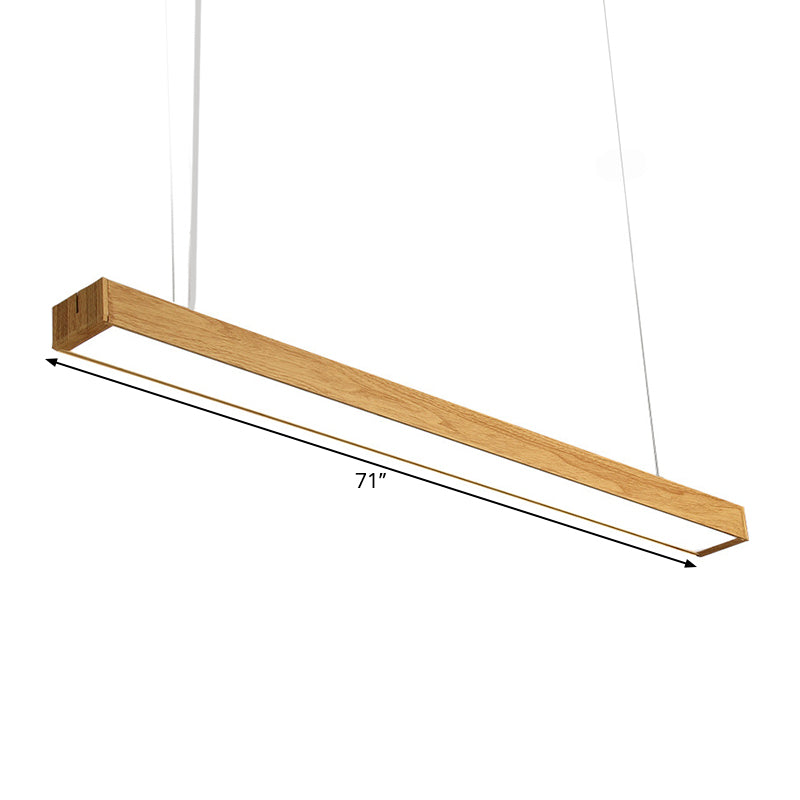 Aluminum Linear Pendant Lamp Nordic Style 23.5"/47"/71" Long LED Ceiling Hang Light in Wood Clearhalo 'Ceiling Lights' 'Modern Pendants' 'Modern' 'Pendant Lights' 'Pendants' Lighting' 1904181