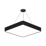 18"/23.5" W Black Square Hanging Light Simplicity Acrylic LED Ceiling Pendant for Living Room Clearhalo 'Ceiling Lights' 'Modern Pendants' 'Modern' 'Pendant Lights' 'Pendants' Lighting' 1904195