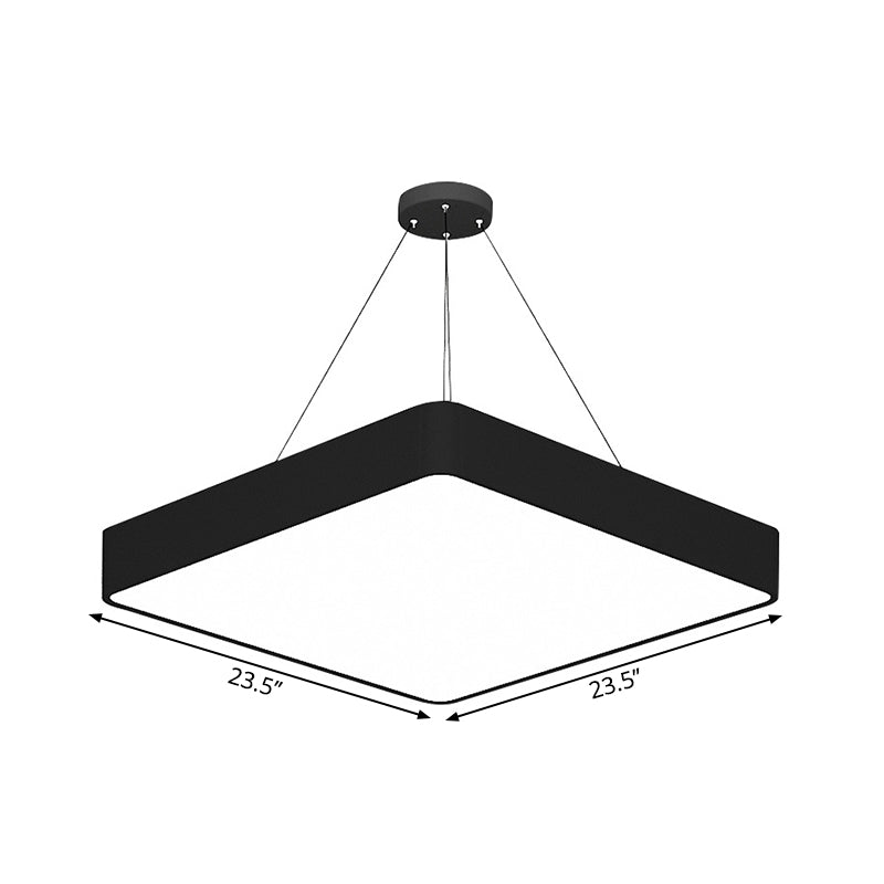 18"/23.5" W Black Square Hanging Light Simplicity Acrylic LED Ceiling Pendant for Living Room Clearhalo 'Ceiling Lights' 'Modern Pendants' 'Modern' 'Pendant Lights' 'Pendants' Lighting' 1904197