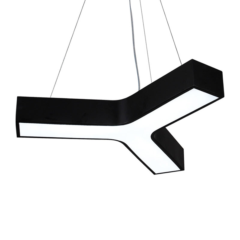 23.5"/35.5"/47" W LED Office Drop Pendant Nordic Black Suspension Lamp with Y Shaped Acrylic Shade, Warm/White Light Clearhalo 'Ceiling Lights' 'Modern Pendants' 'Modern' 'Pendant Lights' 'Pendants' Lighting' 1904208