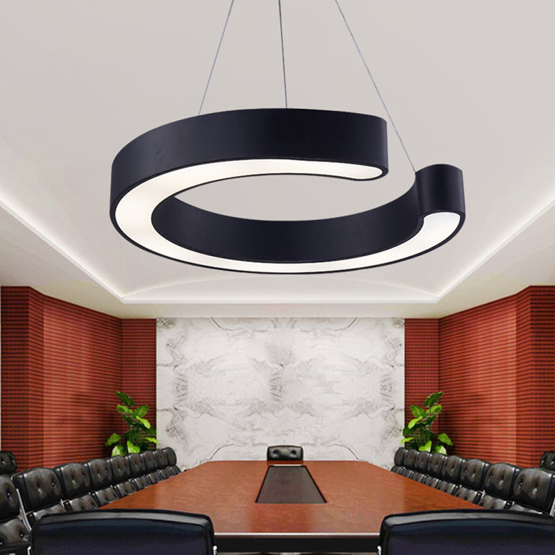 C Shaped Acrylic LED Pendant Minimalist Black/White Hanging Lamp in Warm/White Light, 21.5"/31.5" Wide Black Clearhalo 'Ceiling Lights' 'Modern Pendants' 'Modern' 'Pendant Lights' 'Pendants' Lighting' 1904219