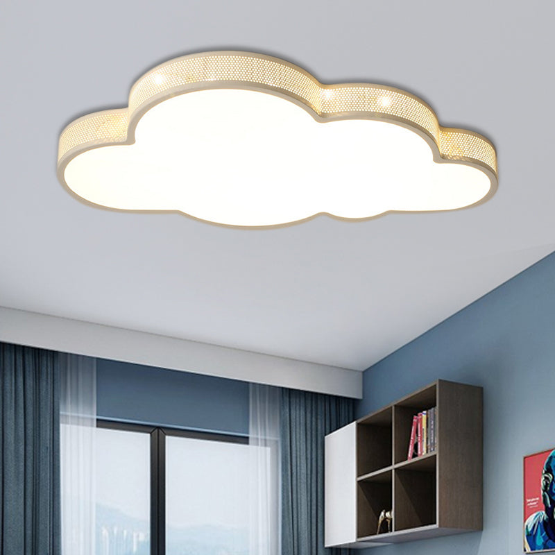 Macaron Perforated Cloud Ceiling Lamp Metal and Acrylic Undertint LED Flush Mount Light for Hallway White Clearhalo 'Ceiling Lights' 'Close To Ceiling Lights' 'Close to ceiling' 'Flush mount' Lighting' 190422