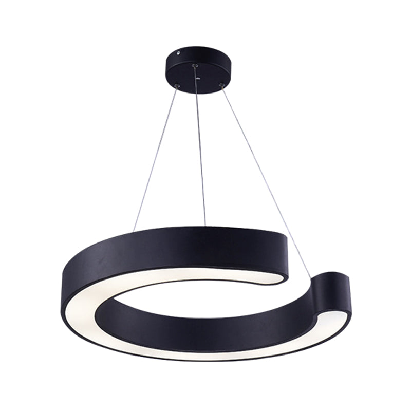 C Shaped Acrylic LED Pendant Minimalist Black/White Hanging Lamp in Warm/White Light, 21.5"/31.5" Wide Clearhalo 'Ceiling Lights' 'Modern Pendants' 'Modern' 'Pendant Lights' 'Pendants' Lighting' 1904221