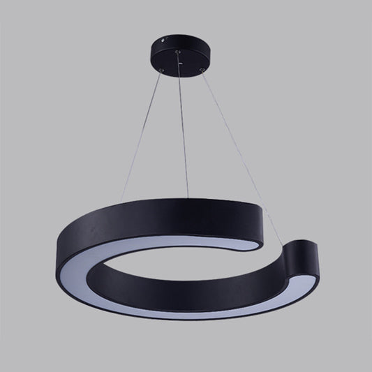 C Shaped Acrylic LED Pendant Minimalist Black/White Hanging Lamp in Warm/White Light, 21.5"/31.5" Wide Clearhalo 'Ceiling Lights' 'Modern Pendants' 'Modern' 'Pendant Lights' 'Pendants' Lighting' 1904222