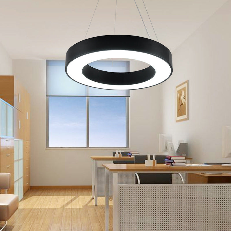 Black Hoop Hanging Pendant Light Simple 16"/23.5"/39" Wide LED Acrylic Ceiling Suspension Lamp Clearhalo 'Ceiling Lights' 'Modern Pendants' 'Modern' 'Pendant Lights' 'Pendants' Lighting' 1904278