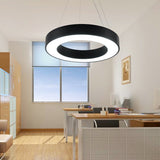 Black Hoop Hanging Pendant Light Simple 16"/23.5"/39" Wide LED Acrylic Ceiling Suspension Lamp Clearhalo 'Ceiling Lights' 'Modern Pendants' 'Modern' 'Pendant Lights' 'Pendants' Lighting' 1904278