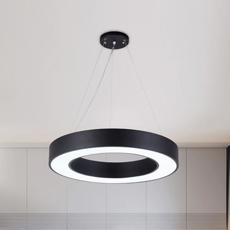 Black Hoop Hanging Pendant Light Simple 16"/23.5"/39" Wide LED Acrylic Ceiling Suspension Lamp Clearhalo 'Ceiling Lights' 'Modern Pendants' 'Modern' 'Pendant Lights' 'Pendants' Lighting' 1904279