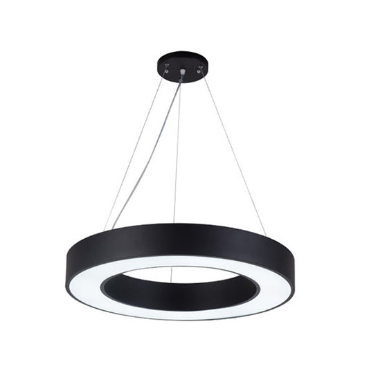Black Hoop Hanging Pendant Light Simple 16"/23.5"/39" Wide LED Acrylic Ceiling Suspension Lamp Clearhalo 'Ceiling Lights' 'Modern Pendants' 'Modern' 'Pendant Lights' 'Pendants' Lighting' 1904280