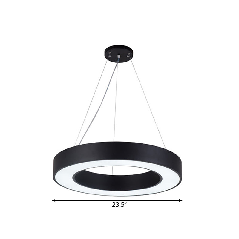 Black Hoop Hanging Pendant Light Simple 16"/23.5"/39" Wide LED Acrylic Ceiling Suspension Lamp Clearhalo 'Ceiling Lights' 'Modern Pendants' 'Modern' 'Pendant Lights' 'Pendants' Lighting' 1904282